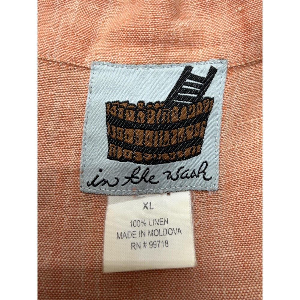In the Wash Womens Linen Dress XL Peach Sleeveless Shift A Line Split Neck Tunic - Picture 5 of 10